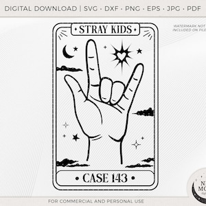 Estuche para 143 cartas del tarot de Stray Kids, clip art de SKZ, descarga digital de KPop, calcomanía de Stray Kids, vector para Cricut y Silhouette, regalo para quedarse