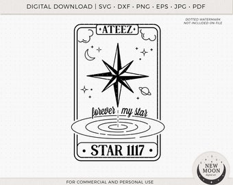 Star 1117 Tarot Card Vector | Ateez Svg | Kpop Sticker | Instant