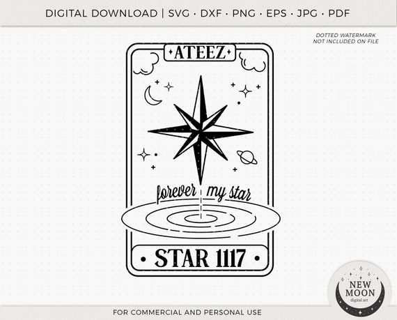 Star 1117 Tarot Card Vector | Ateez Svg | Kpop Sticker | Instant