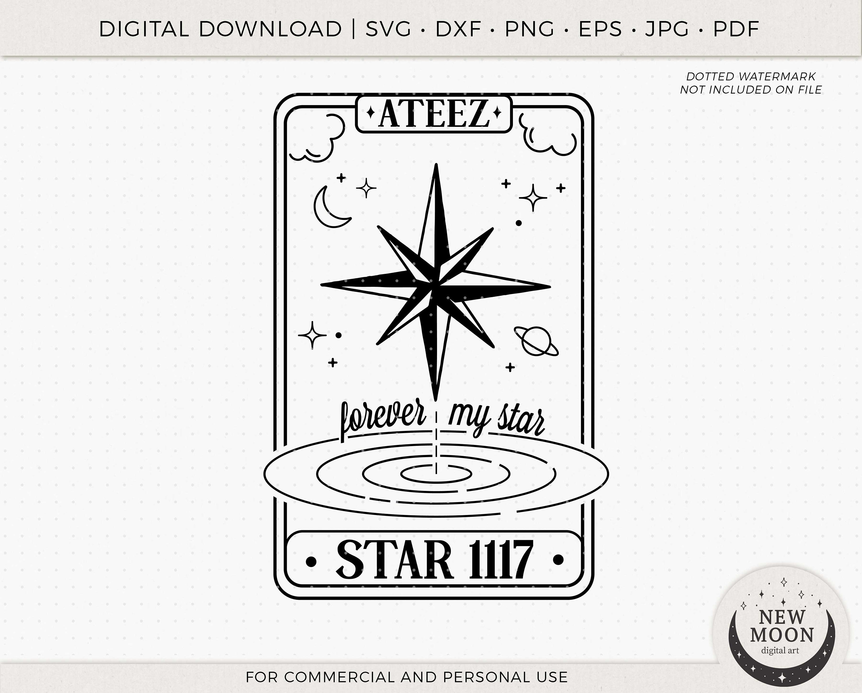 Star 1117 Tarot Card Vector Ateez Svg Kpop Sticker Instant Download for  Cricut Silhouette DXF Digital Cut File Png Shirt V Svg - Etsy
