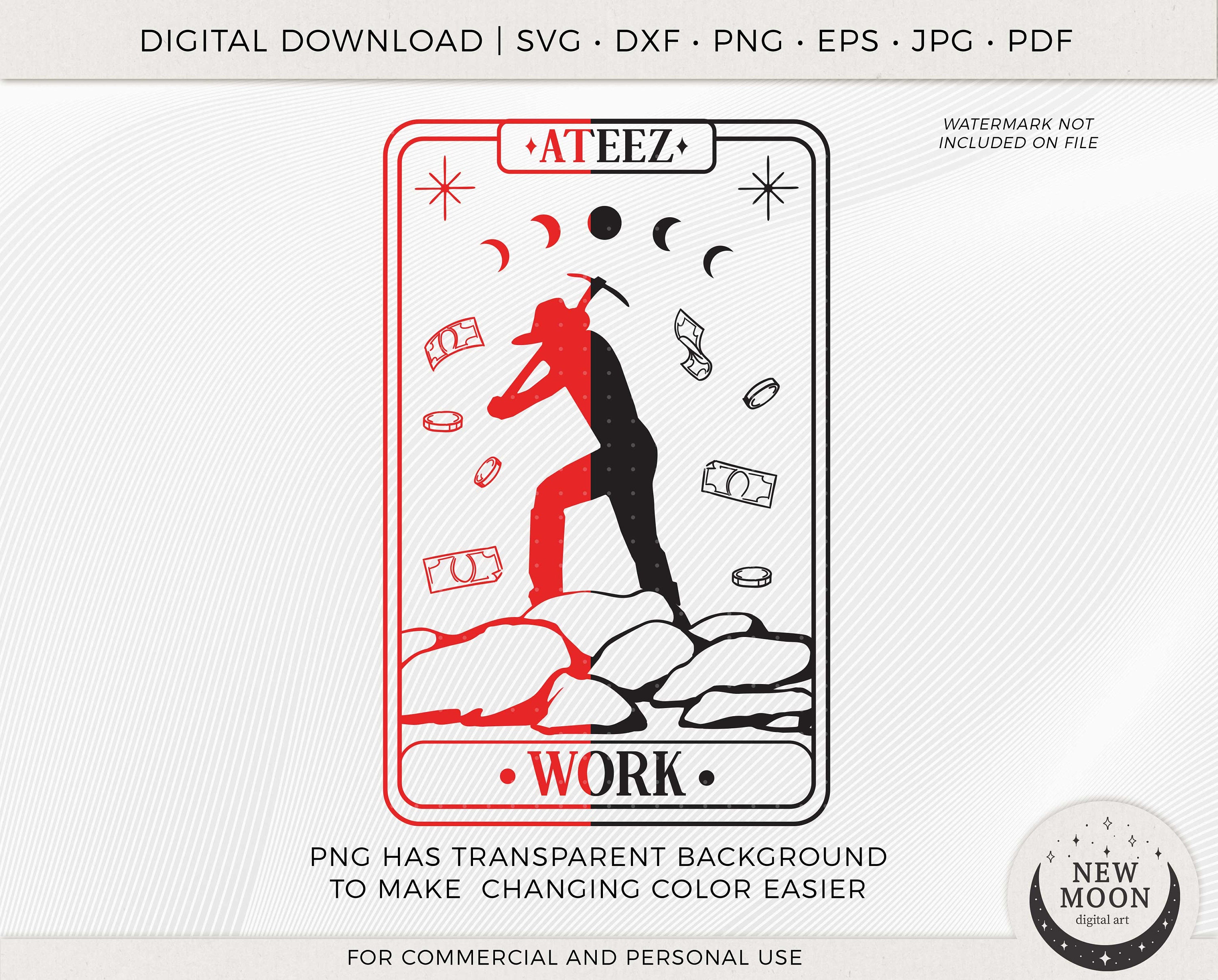 Ateez Work Tarot Card Vector | Ateez Svg | Kpop Sticker | Instant