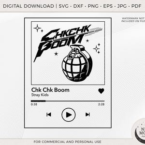 Reproductor de música Stray Kids Chk Chk Boom svg / Clip Art de SKZ / Descarga digital de KPop / Calcomanía de Stray Kids / Archivos vectoriales para Cricut y Silhouette
