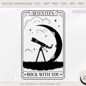 Diecisiete Rock With You Tarot / SVNTN svg / KPop Descarga digital / Carat Descarga para archivo de corte digital Cricut Svg Png Lightstick Decal