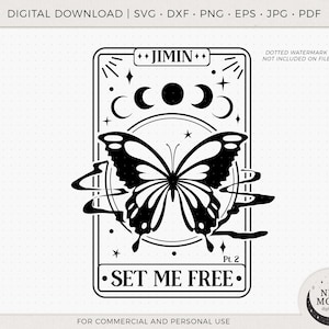 Geef me een gratis tarotkaartvector | BTS-svg | KPop-sticker | Instant Download voor Cricut Silhouette DXF digitaal gesneden bestand Png-shirt | Jimin-svg
