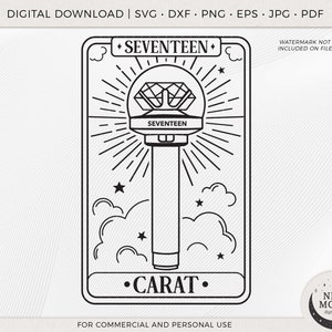 Seventeen Lightstick Tarot | SVNTN-svg | Digitale KPop-download | Karaat downloaden voor Cricut DXF digitaal gesneden bestand Svg Png Lightstick Decal