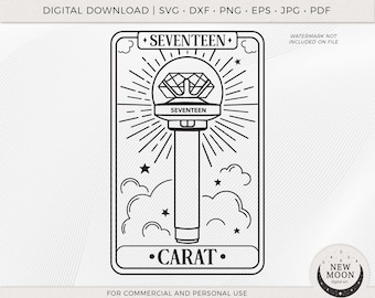 Seventeen Lightstick Tarot  | SVNTN svg | KPop Digital Download | Carat Download for Cricut DXF digital cut file  Svg Png Lightstick Decal