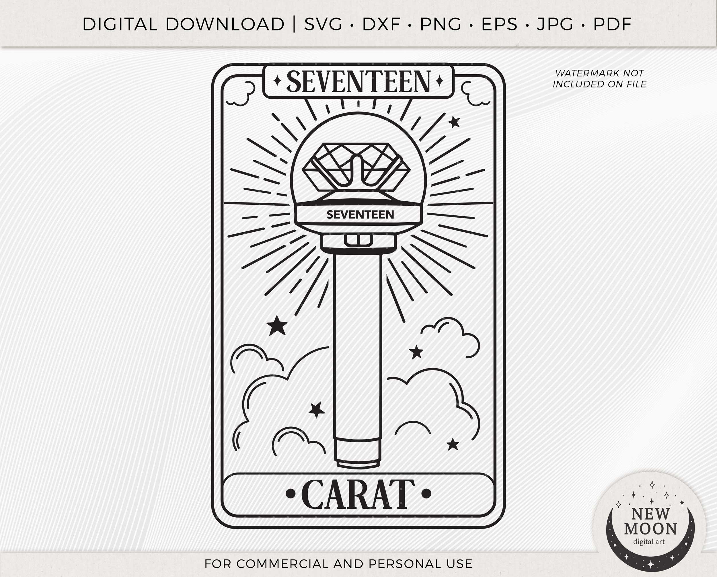 Seventeen Lightstick Tarot SVG: Kpop Carat Cricut Decal (digital
