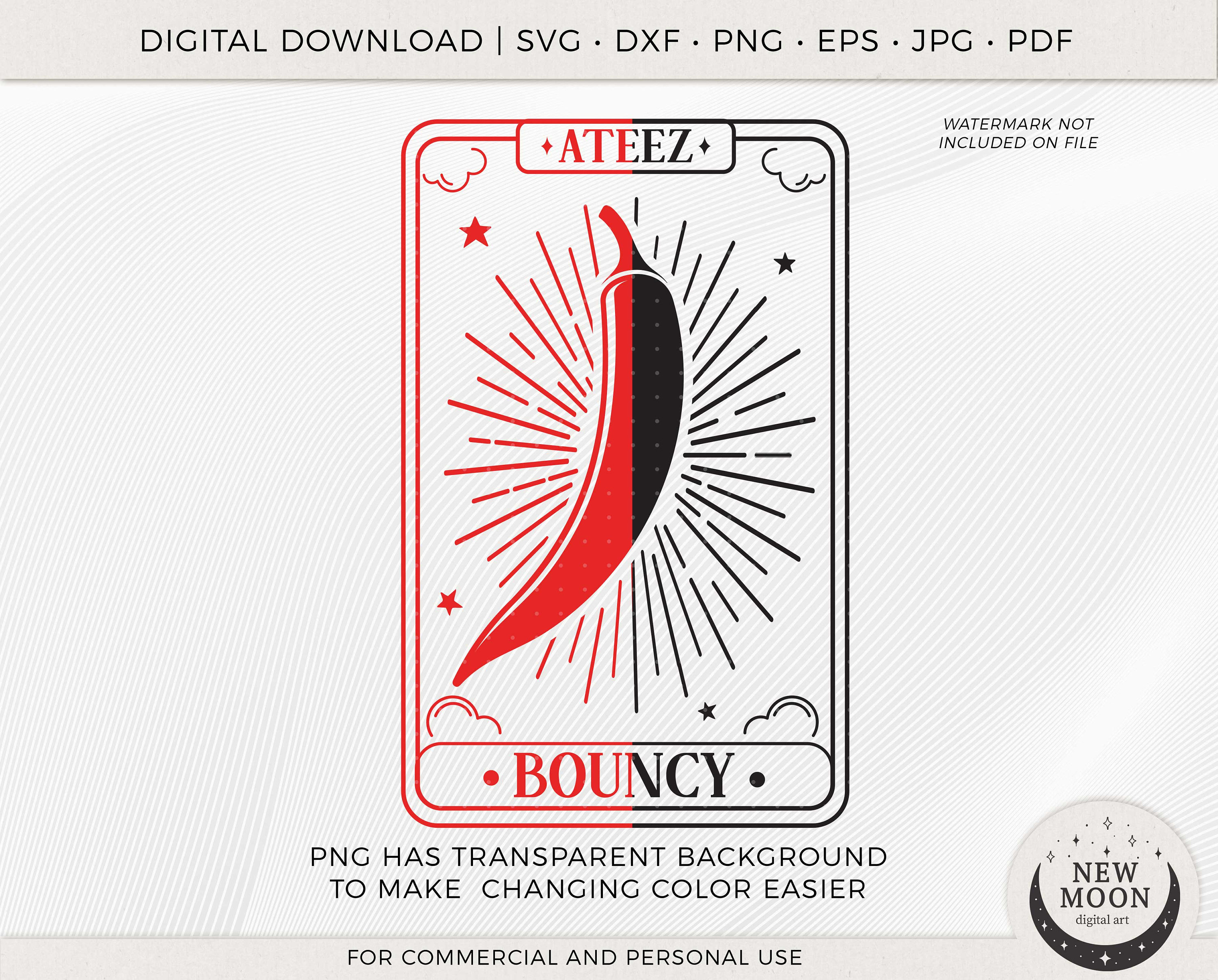 Bouncy Tarot Card | Ateez Svg | Kpop Sticker | Instant Download
