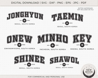 Shinee Member Names | Shawol Svg | Kpop Digital Download | Shinee