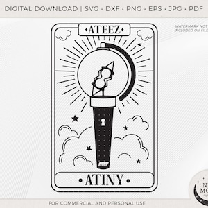 Ateez Lightstick Tarot Karte | Ateez svg | KPop Vektor | Sofortiger Download für Cricut Silhouette DXF digital cut Datei Png Shirt | Herz-Svg
