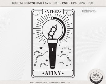 Ateez Lightstick Tarot Card  | Ateez svg | KPop Vector | Instant Download for Cricut Silhouette DXF digital cut file Png shirt | Atiny svg
