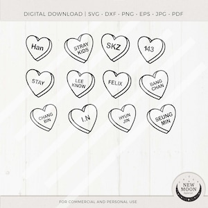 Stray Kids Conversation Hearts Svg Eps Pdf Jpg Png | Stay Decal | Vector files for Cricut and Silhouette | SKZ Svg | Stray Kids Clip Art