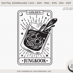 Vetor de carta de tarô Jungkook dourado | BTS SVG | Adesivo KPop | Download instantâneo para arquivo de corte Cricut Silhouette Eps Png shirt | BTS png