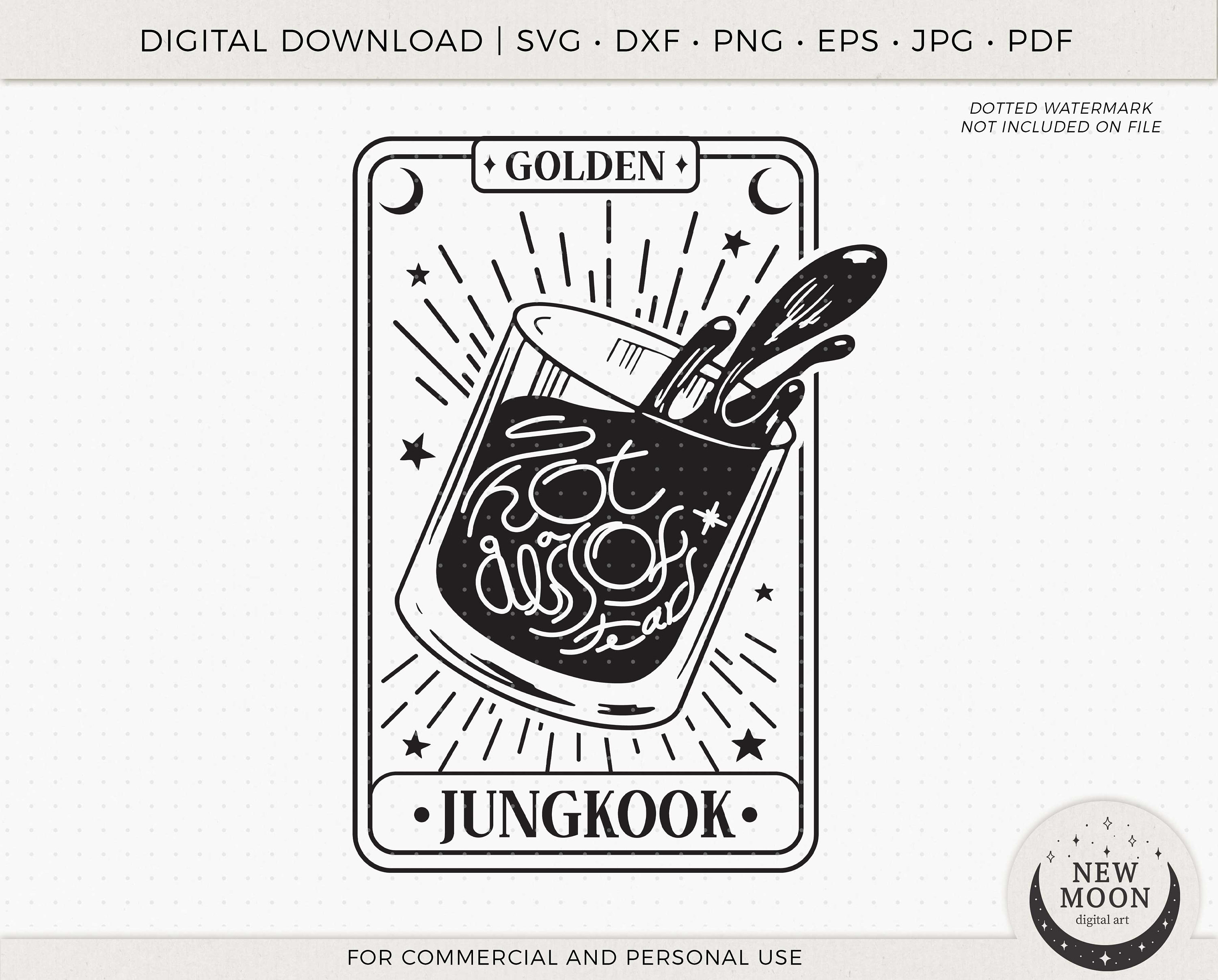 Golden Jungkook Tarot Card Vector | BTS Svg | Kpop Sticker