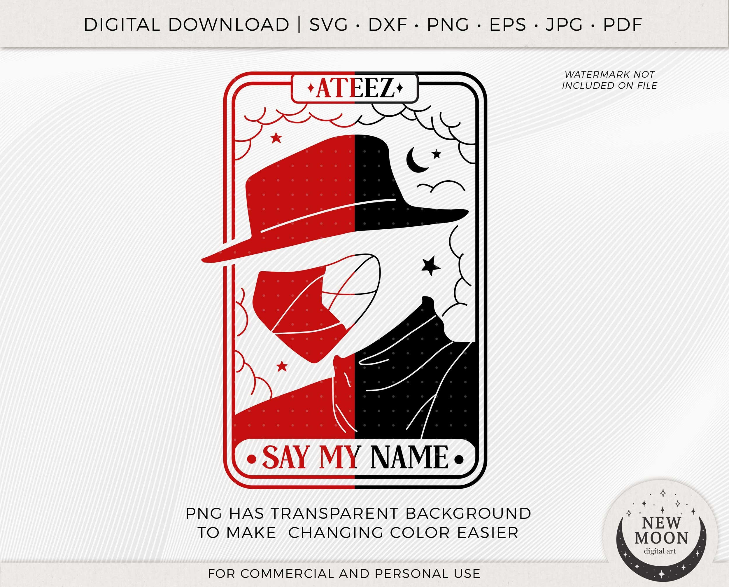 Ateez Say My Name Tarot Card Vector | Ateez Svg | Kpop Sticker