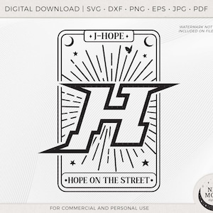 Hope On The Street Tarot Card Vector / BTS svg / KPop Sticker / Descarga instantánea para Cricut archivo de corte digital Camisa Png / JHope svg