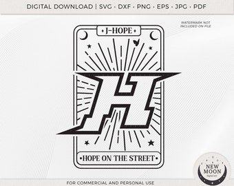 Hope On The Street Tarot Card Vector / BTS svg / KPop Sticker / Descarga instantánea para Cricut archivo de corte digital Camisa Png / JHope svg