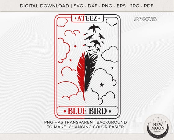 Blue Bird Tarot Card | Ateez Svg | Kpop Sticker | Instant Download