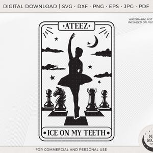 de la glace sur ma carte de tarot | Svg Ateez | Autocollant KPop | Téléchargement instantané pour Cricut Silhouette fichier de coupe numérique Png shirt | Sticker Ateez