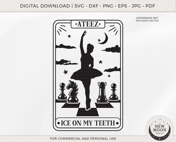Ateez Tarot Card SVG: Kpop Sticker, Cricut Silhouette Cut File