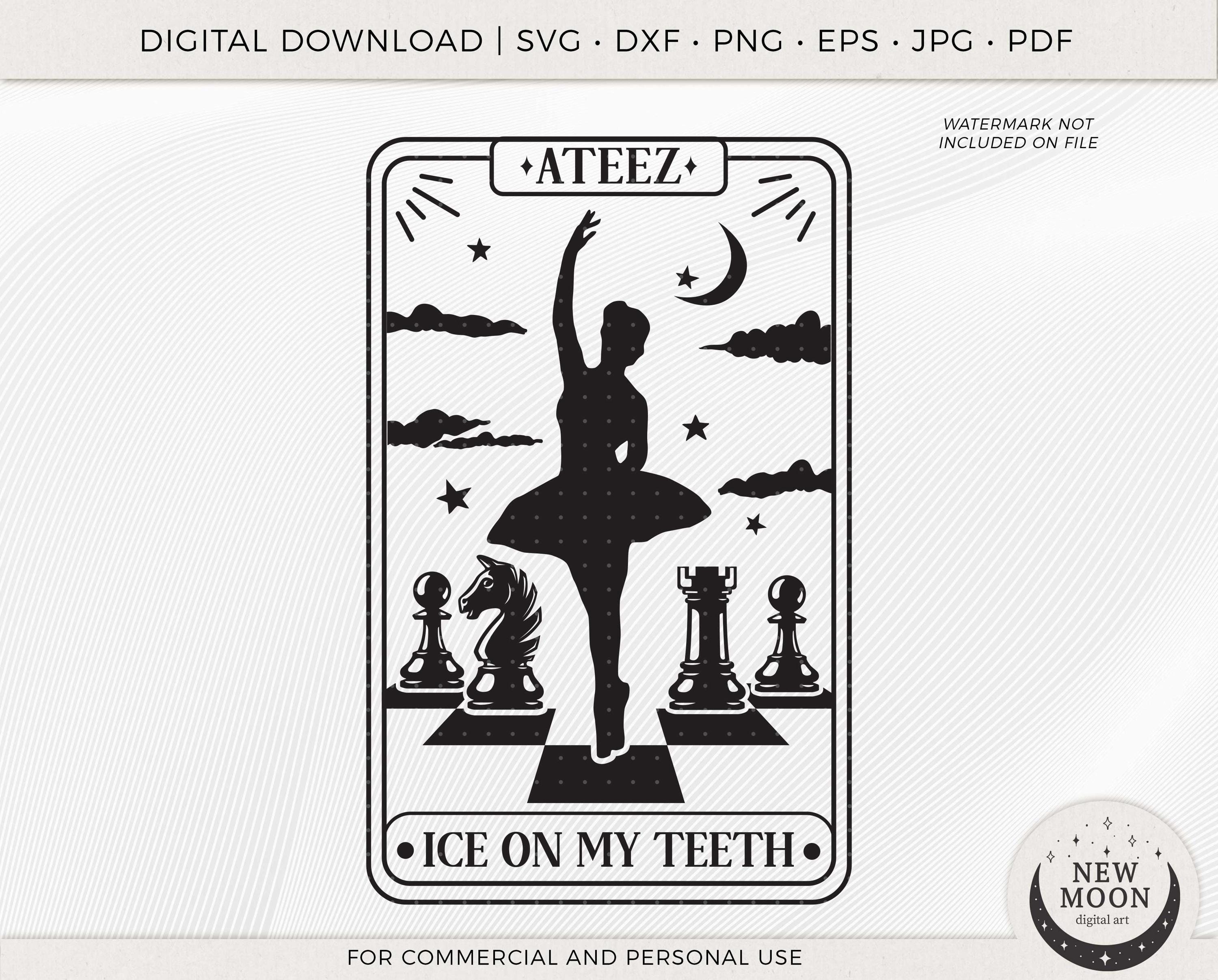 Ateez Tarot Card SVG: Kpop Sticker, Cricut Silhouette Cut File
