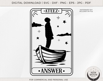 Ateez Answer Tarot Card  | Ateez svg | KPop Vector | Instant Download for Cricut Silhouette DXF digital cut file Png shirt | Atiny svg