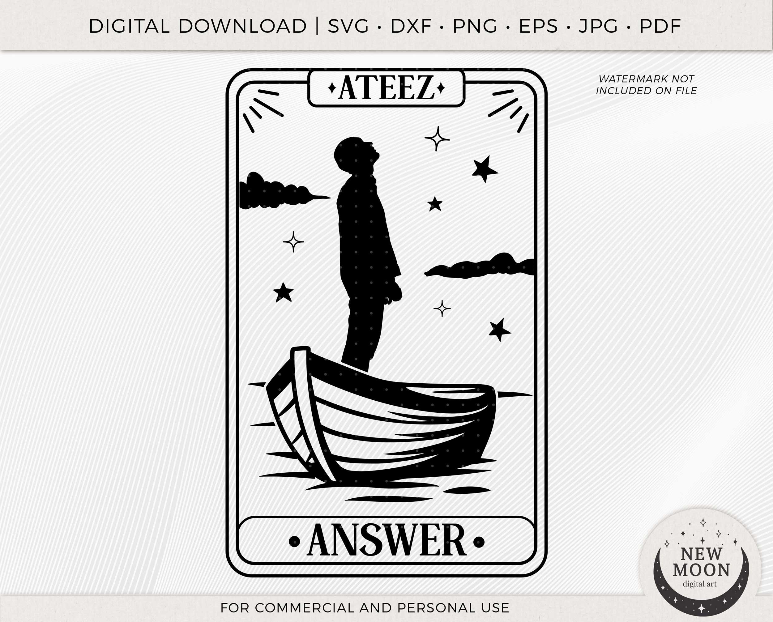 Ateez Answer Tarot Card | Ateez Svg | Kpop Vector | Instant