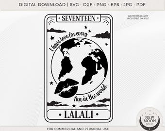 LaLaLi Seventeen Tarot  | SVNTN svg | KPop Digital Download | Carat Download for Cricut DXF digital cut file  Svg Png Lightstick Decal
