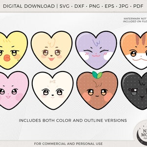 Aniteez Hearts Svg Eps Pdf Jpg Png / Calcomanía Ateez / SKZ svg / Archivos de corte para Cricut y Silhouette / Kpop Svg / Camiseta ATiny Characters