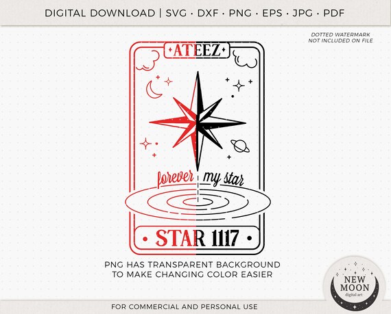Star 1117 Tarot Card Vector | Ateez Svg | Kpop Sticker | Instant