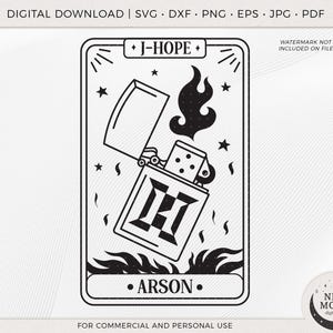 Carta de Tarô de Incêndio | BTS svg | Adesivo KPop | Download instantâneo para Cricut Silhouette DXF arquivo de corte digital Eps Svg Png camisa | Jack In The Box