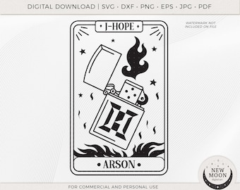 Arson Tarot Card | BTS svg | KPop Sticker | Instant Download for Cricut Silhouette DXF digital cut file Eps Svg Png shirt | Jack In The Box