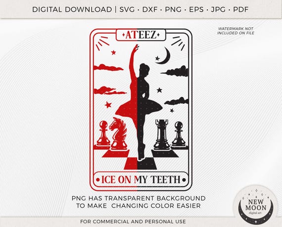 Ateez Tarot Card SVG: Kpop Sticker, Cricut Silhouette Cut File