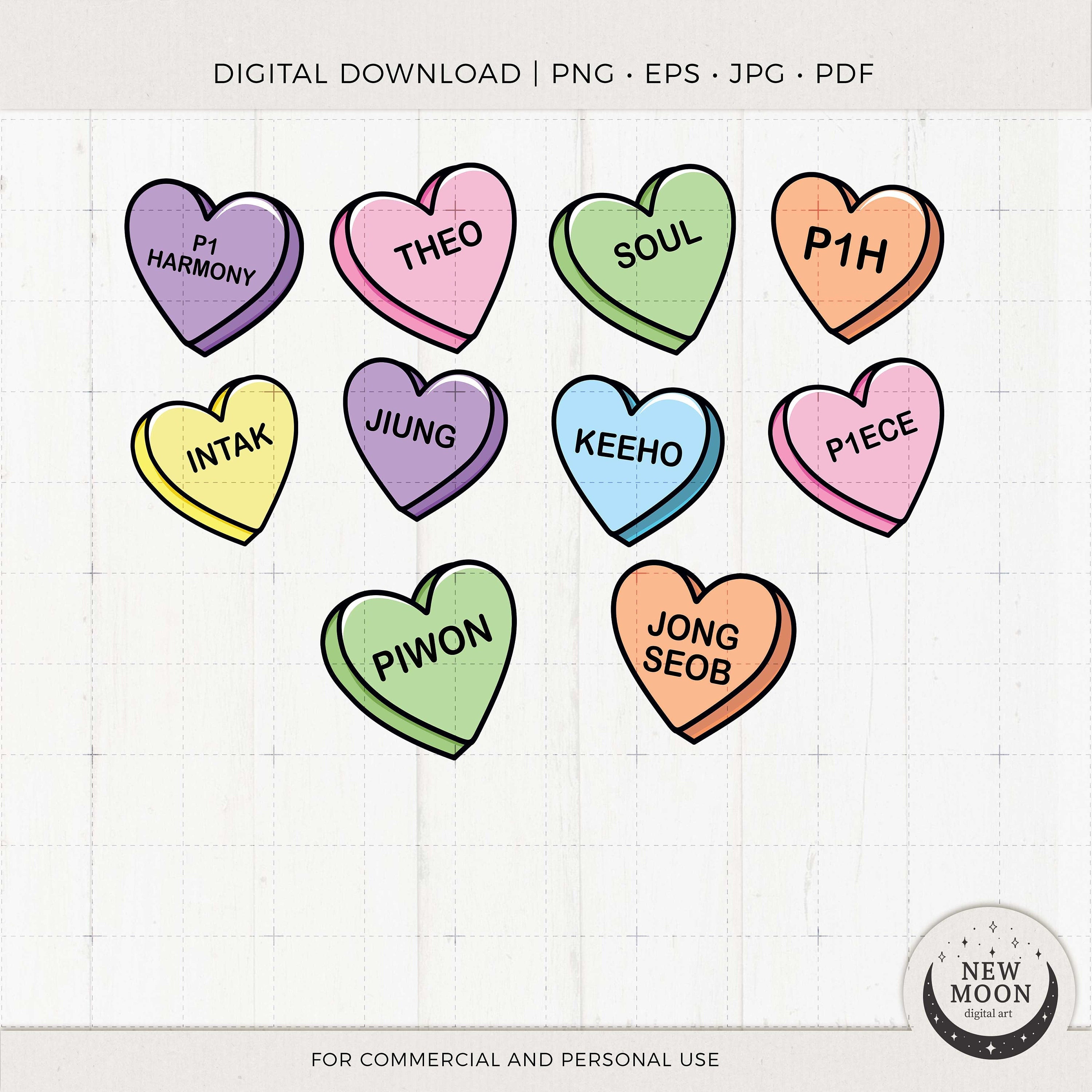 P1 Harmony Candy Heart Sticker | P1ece Valentine Clip Art | Kpop
