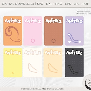 Tarjeta Aniteez Dorso Svg Eps Pdf Jpg Png / Calcomanía Ateez / SKZ svg / Archivos de corte para Cricut y Silhouette / Camiseta de personajes KPop / Regalo ATiny