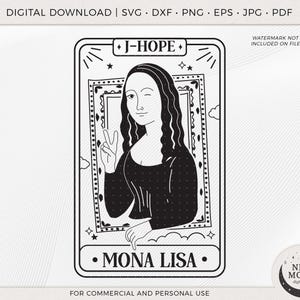 Carta del Tarot de Mona Lisa / BTS SVG / Pegatina KPop / Descarga instantánea para Cricut Silhouette DXF archivo de corte digital Eps Svg Png camiseta / JHope SVG
