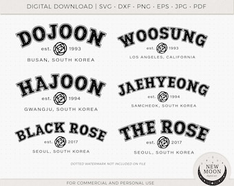 Róża Svg Eps Pdf Jpg Png | Naklejka KPop | Pliki wektorowe dla Cricut i Silhouette | Nazwy sportowe róży | Czarna róża