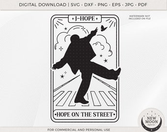 Karta Tarota Hope On The Street Vector | BTS svg | Naklejka KPop | Natychmiastowe pobranie pliku Cricut digital cut Koszulka Png | JHope svg
