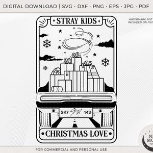 Carta del tarot del amor navideño de Stray Kids / Clip art de SKZ / Descarga digital de KPop / Calcomanía de Stray Kids / Archivos vectoriales para Cricut y Silhouette