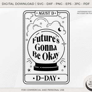 Carta de Tarô do Dia D Vetor | BTS svg | Adesivo KPop | Download instantâneo para Cricut Silhouette DXF arquivo de corte digital Png camisa | Agust D svg