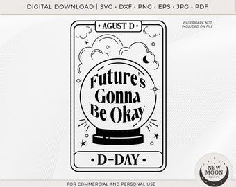 D-Day タロット カード ベクトル | BTS svg | KPop ステッカー | Cricut Silhouette DXF デジタル カット ファイル PNG シャツの即時ダウンロード | Agust D svg