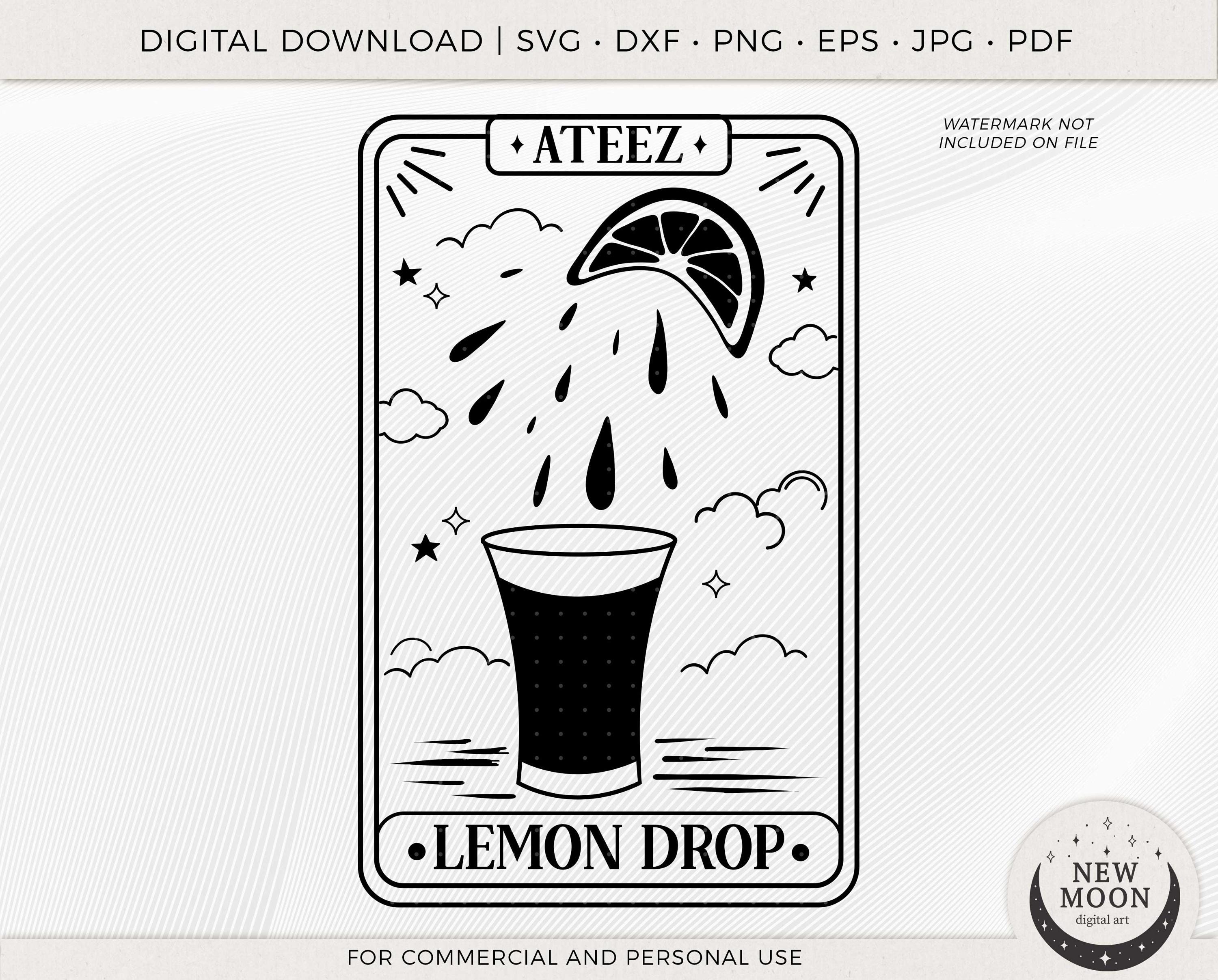 Ateez Lemon Drop Tarot Card | Ateez Svg | Kpop Vector | Instant