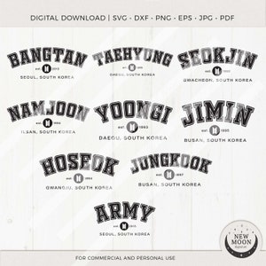 BTS Member Names | Bangtan svg | KPop Digital Download | Army Download for Cricut DXF digital cut file EPS Svg Png Lightstick Decal