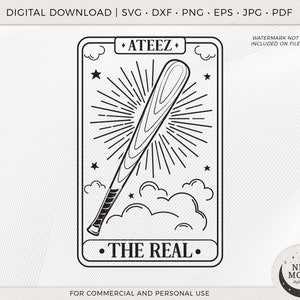 La carta del tarot real, Ateez svg, Pegatina KPop, Descarga instantánea para Cricut Silhouette DXF, Archivo de corte digital, Camisa Png, ATiny Vector svg