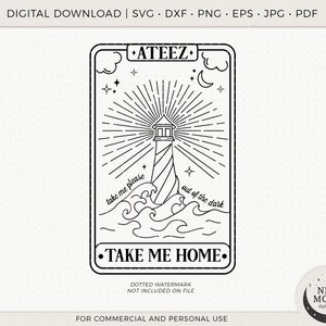 Bring mich nach Hause Tarot Karte Vektor | Ateez svg | KPop Aufkleber | Sofortiger Download für Cricut Silhouette DXF digital cut Datei Png Shirt | V svg