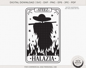 Halazia-tarotkaart | Ateez-svg | KPop-sticker | Instant Download voor Cricut Silhouette DXF digitaal gesneden bestand Png-shirt | Ateez-sticker