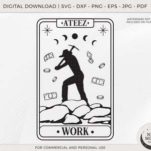 Vetor de cartas de tarô de trabalho Ateez | Ateez svg | Adesivo KPop | Download instantâneo para Cricut Silhouette DXF arquivo de corte digital Png camisa | Ateez svg