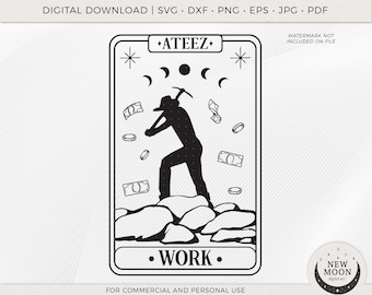 Ateez Work Tarot Card Vector | Ateez svg | KPop Sticker | Instant Download for Cricut Silhouette DXF digital cut file Png shirt | Ateez svg