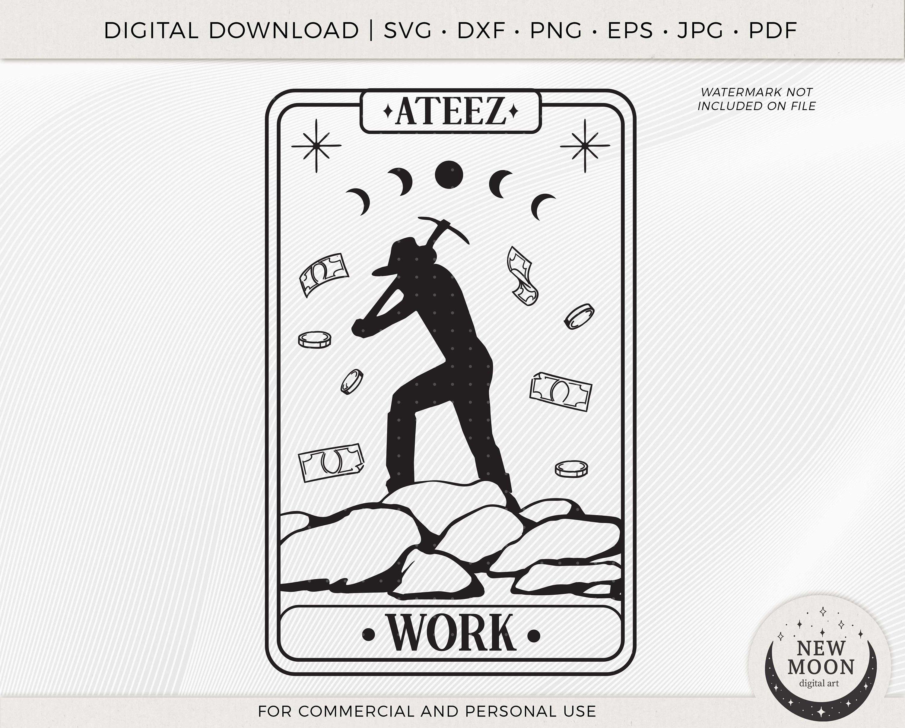 Ateez Work Tarot Card Vector | Ateez Svg | Kpop Sticker | Instant