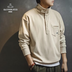 Men's Half Placket Tops | Casual Polo Lapel Sweatshirt | Winter Urban Cozy Fashion